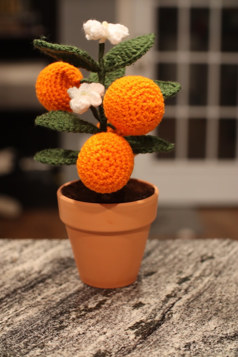 Crocheted orange tree