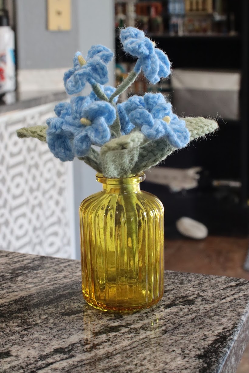 Crocheted forget-me-nots